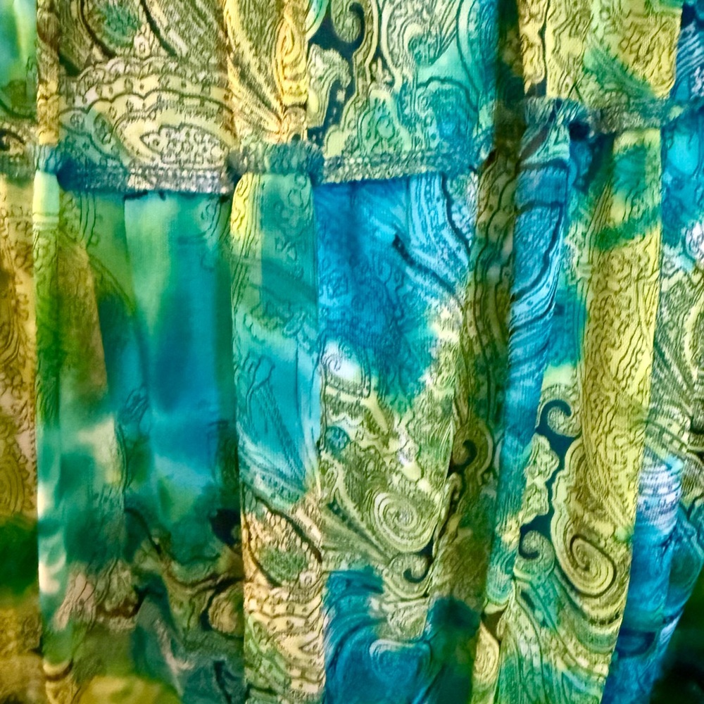 BCX Blue and Green Patterned Maxi Pull-on Skirt, Sz M - Picture 2 of 3